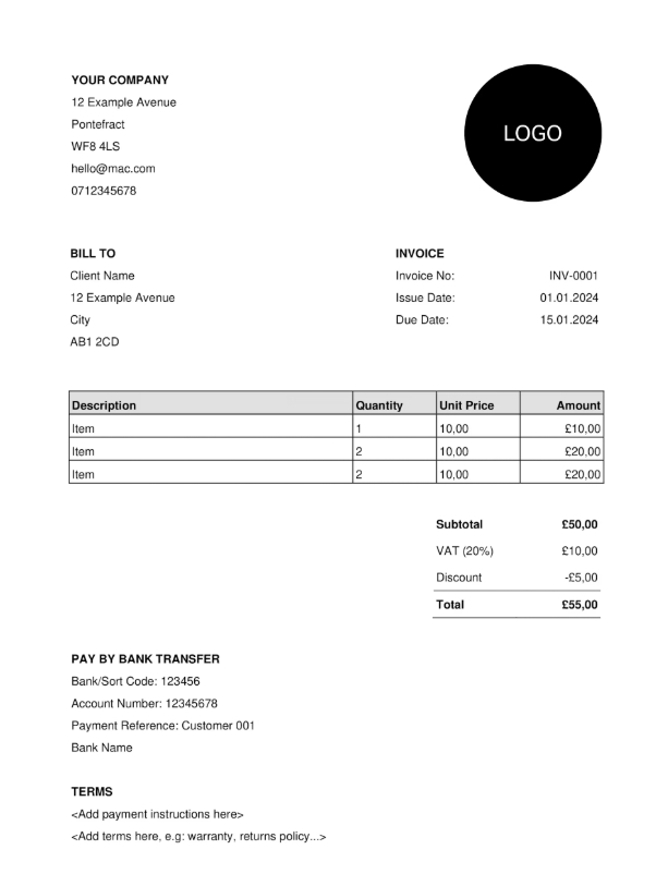 Circular Logo Invoice Design