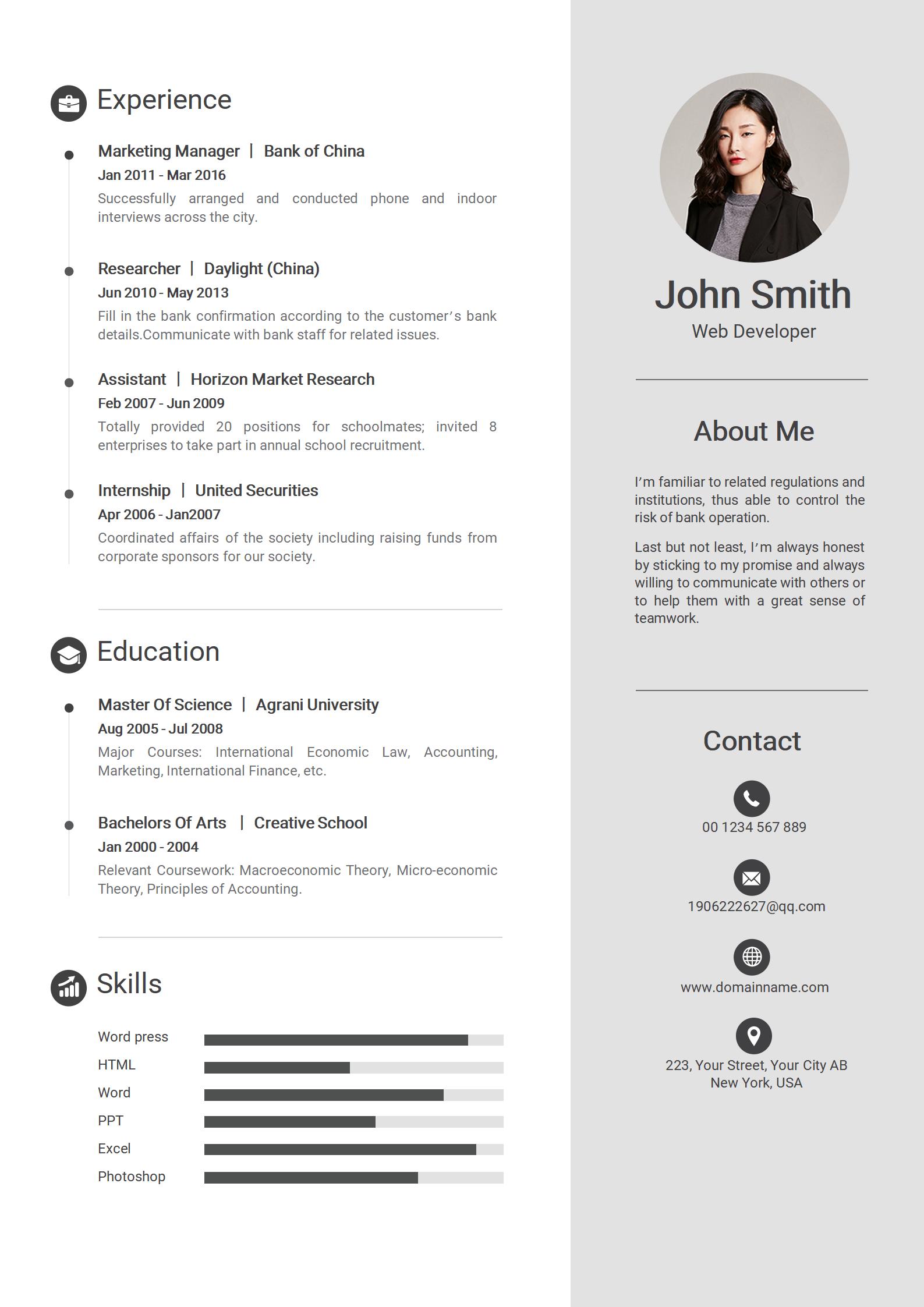 Circular Profile Picture with Professional Resume