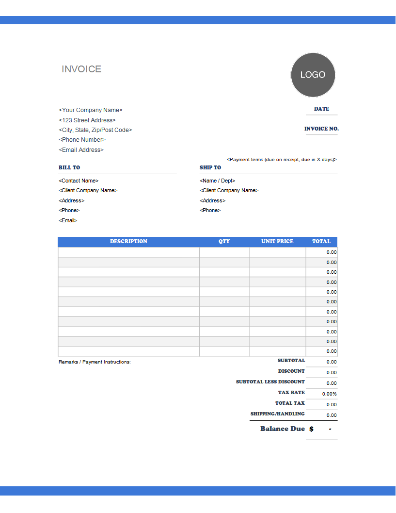 Clean White Layout Invoice Design