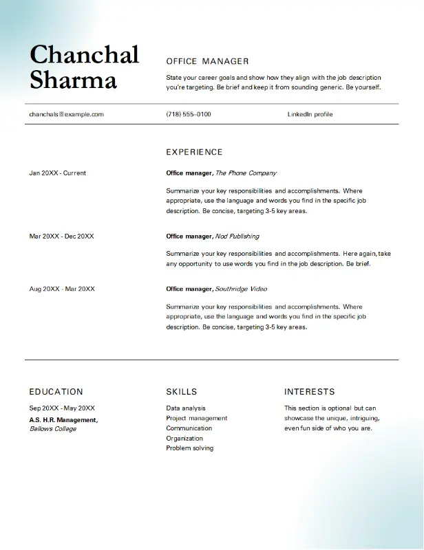 GlassMorphism Blue and White Resume