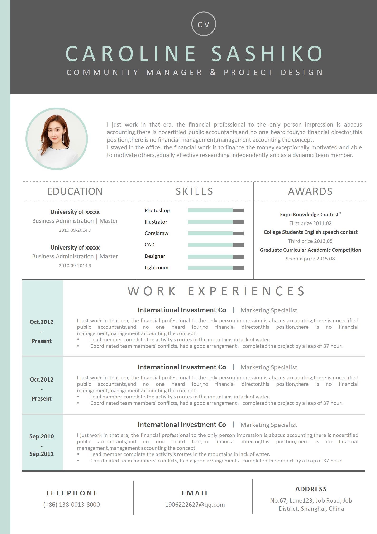 Modern Circular Photo CV Design