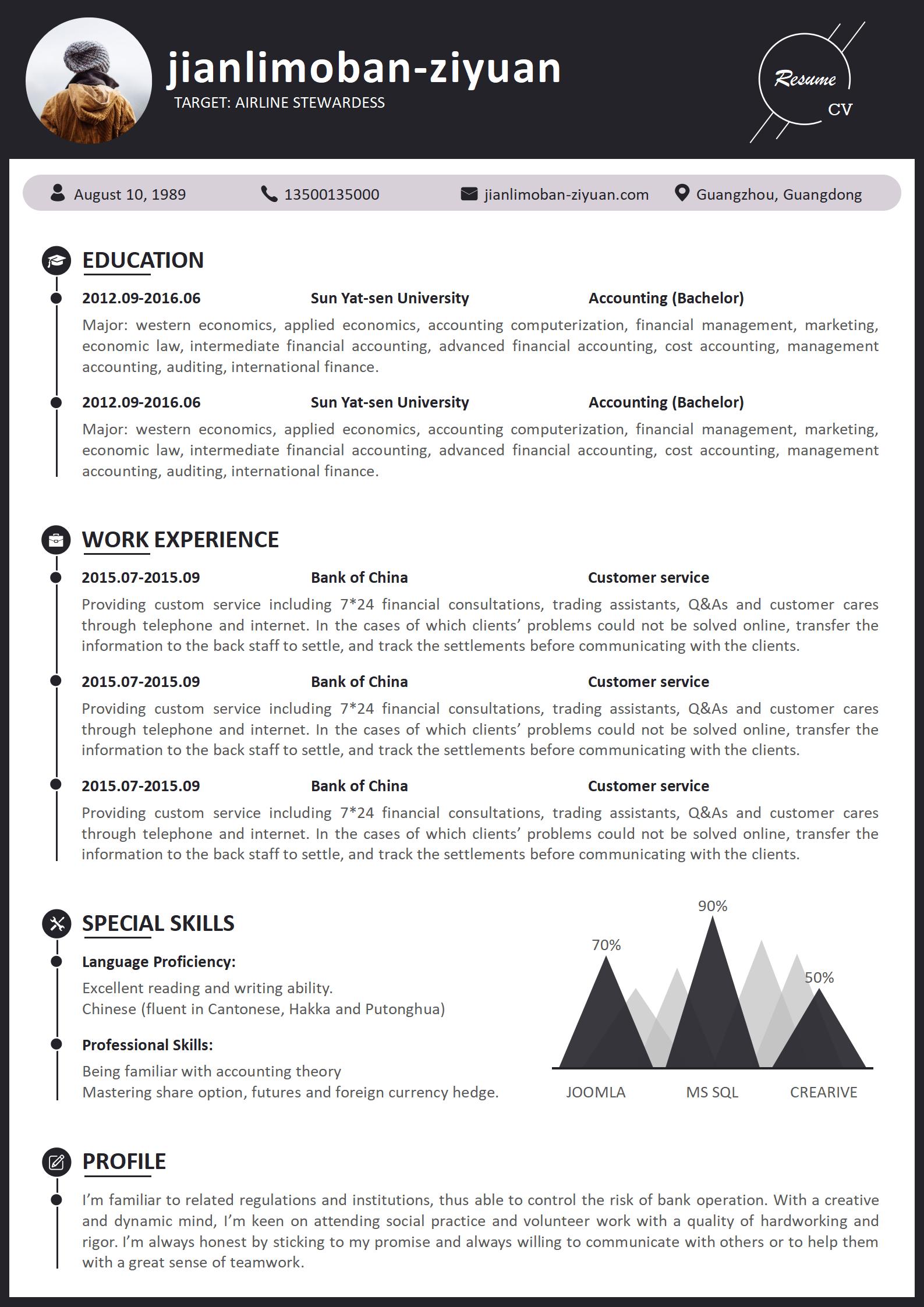 Modern Monochrome Geometric Resume Design