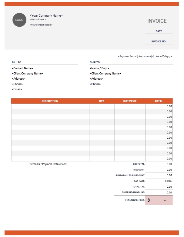 Modern Orange Accent Invoice Design