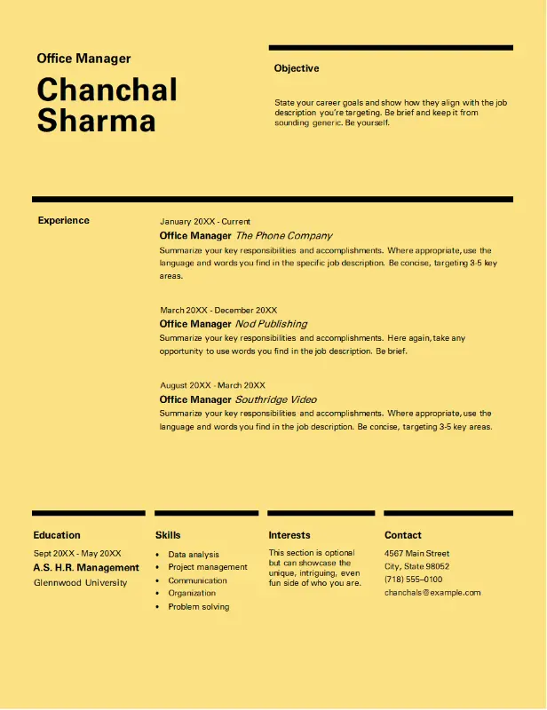 Modern Yellow Professional Resume