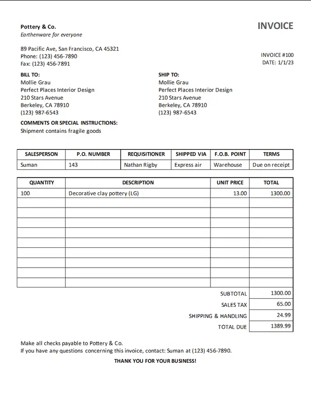 Professional Elegant Invoice Design