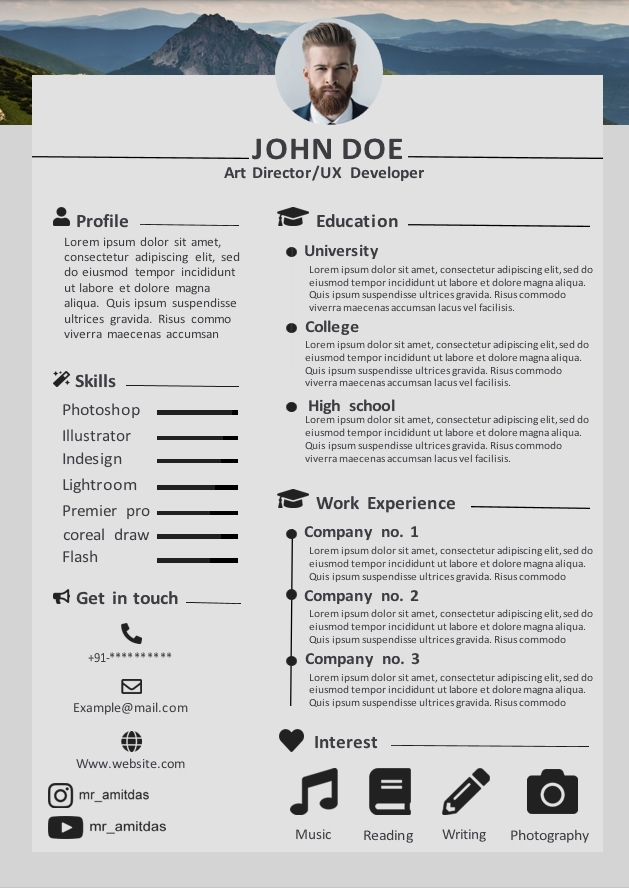 Professional Gray Resume Design