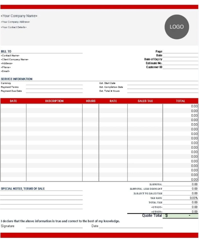Red Accent Invoice Design