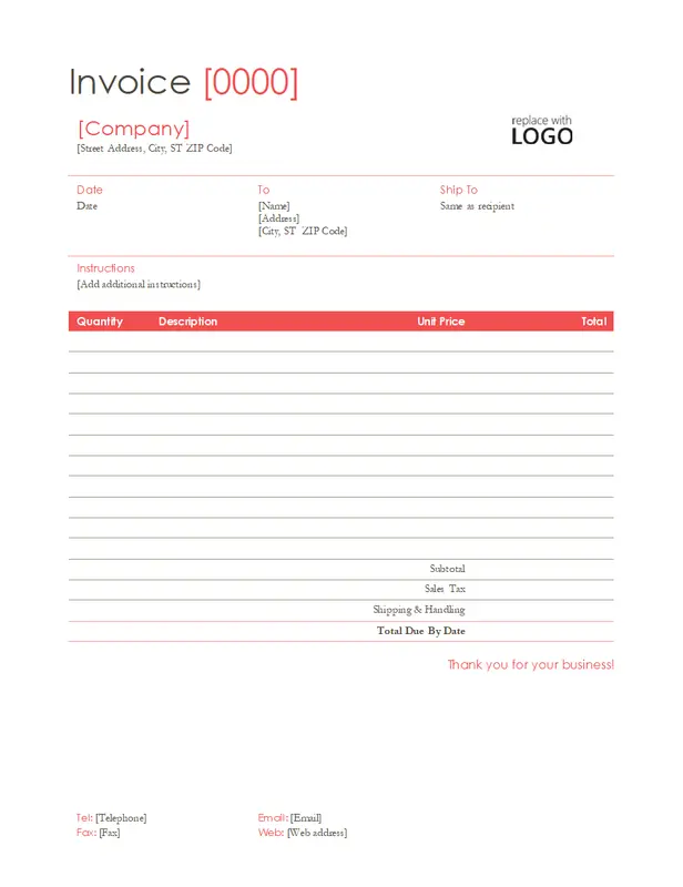 Red Classic Invoice