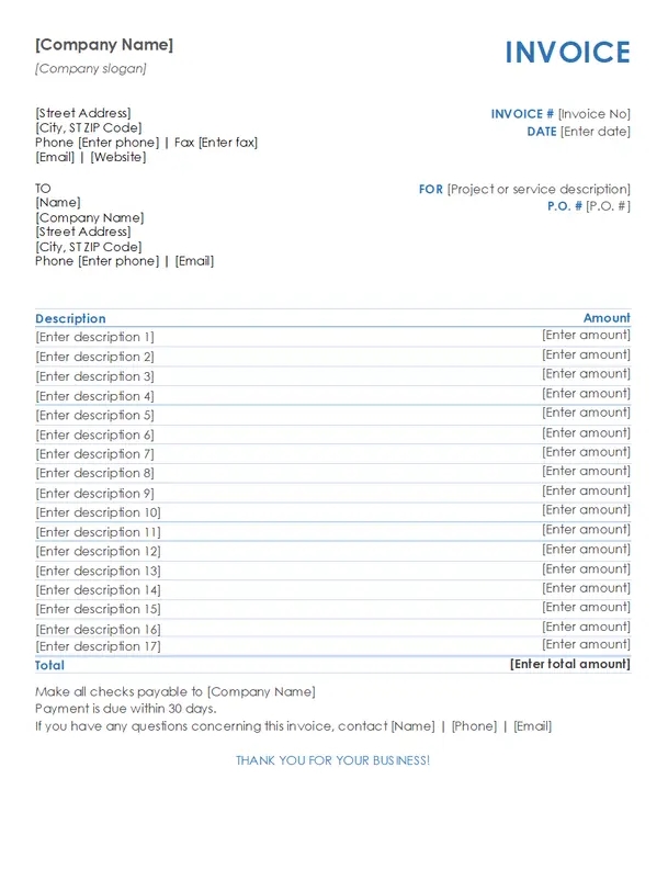 Simple Professional Services White Color Invoice