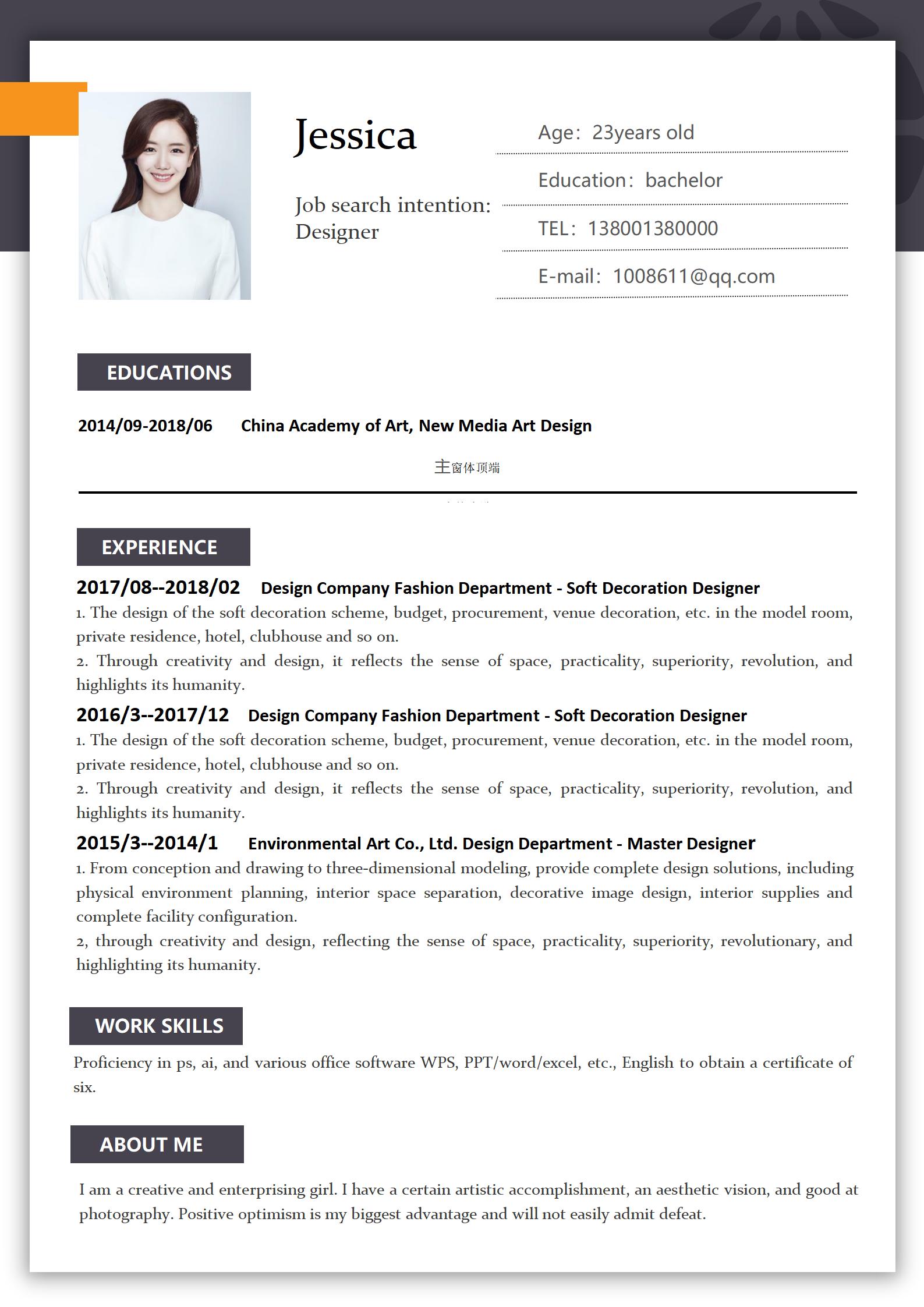 Sleek Minimalist Design Resume with Professional Layout