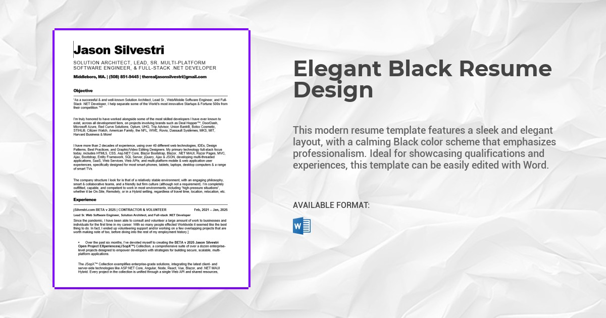 Elegant Black Resume Design Template