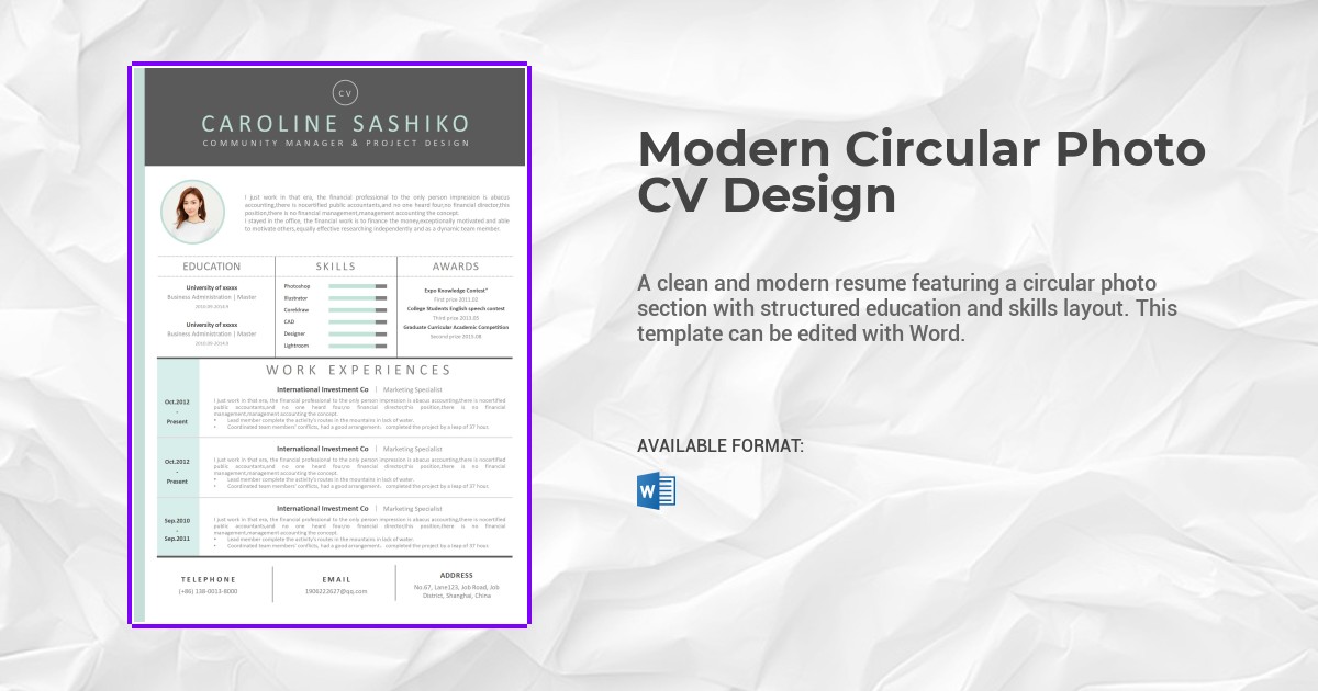 Modern Circular Photo CV Design