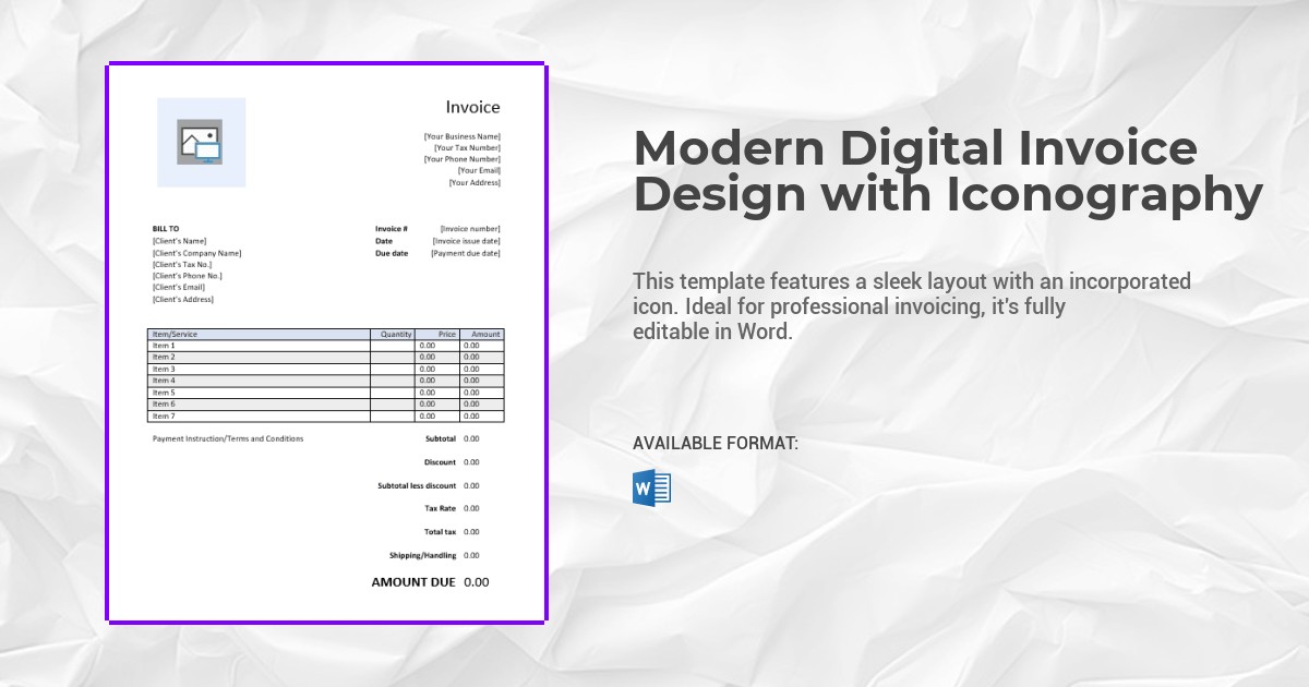 Modern Digital Invoice Design with Iconography Template
