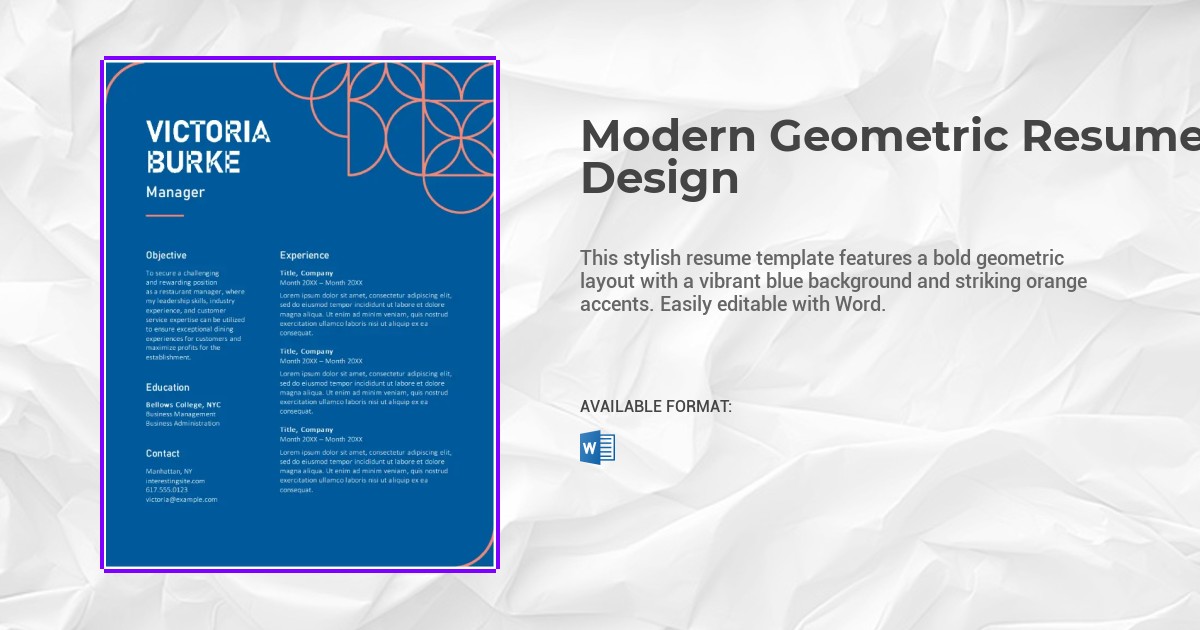 Modern Geometric Resume Design Template