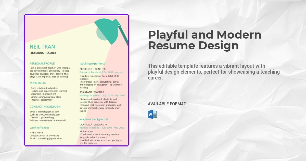 Playful and Modern Resume Design Template