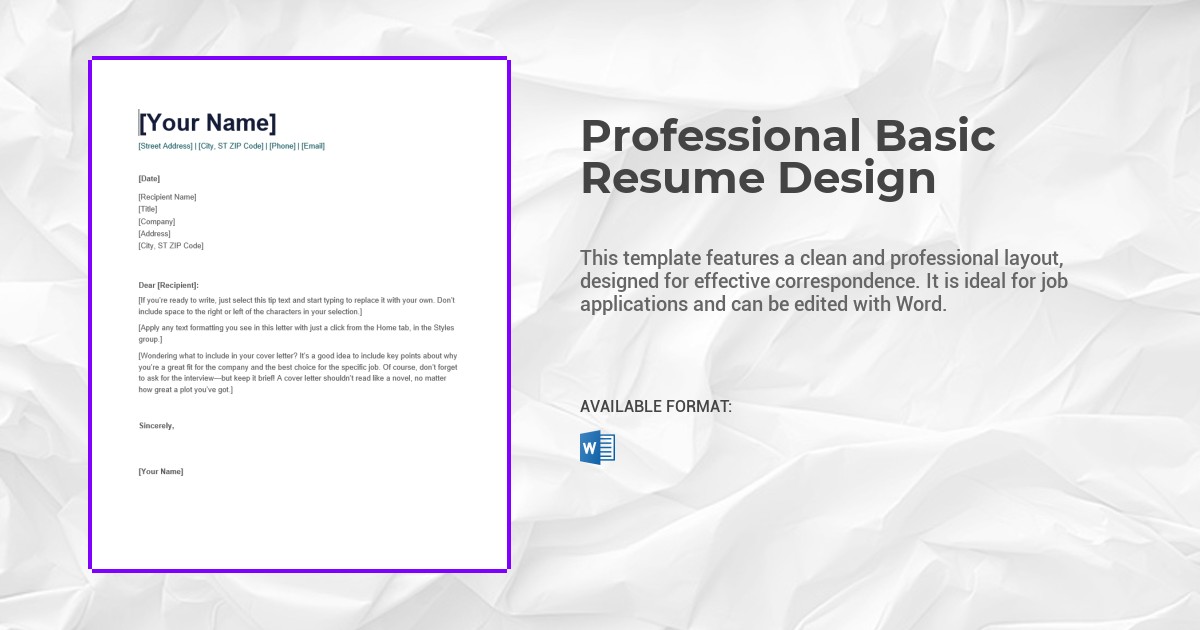 Professional Basic Resume Design Template